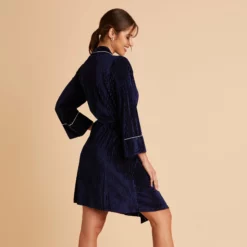 Velvet Ribbed Robe - Navy -US Skirt Sales 2024 BIRDY GREY VELVET RIBBED ROBE NAVY 04