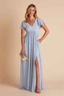 Hannah Empire Dress - Dusty Blue