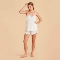 Olivia Satin Cami Top - Ivory 21 Olivia Satin Cami Top - Ivory -US Skirt Sales 2024 Ivory olivia satin cami full body bridesmaid pajamas 01