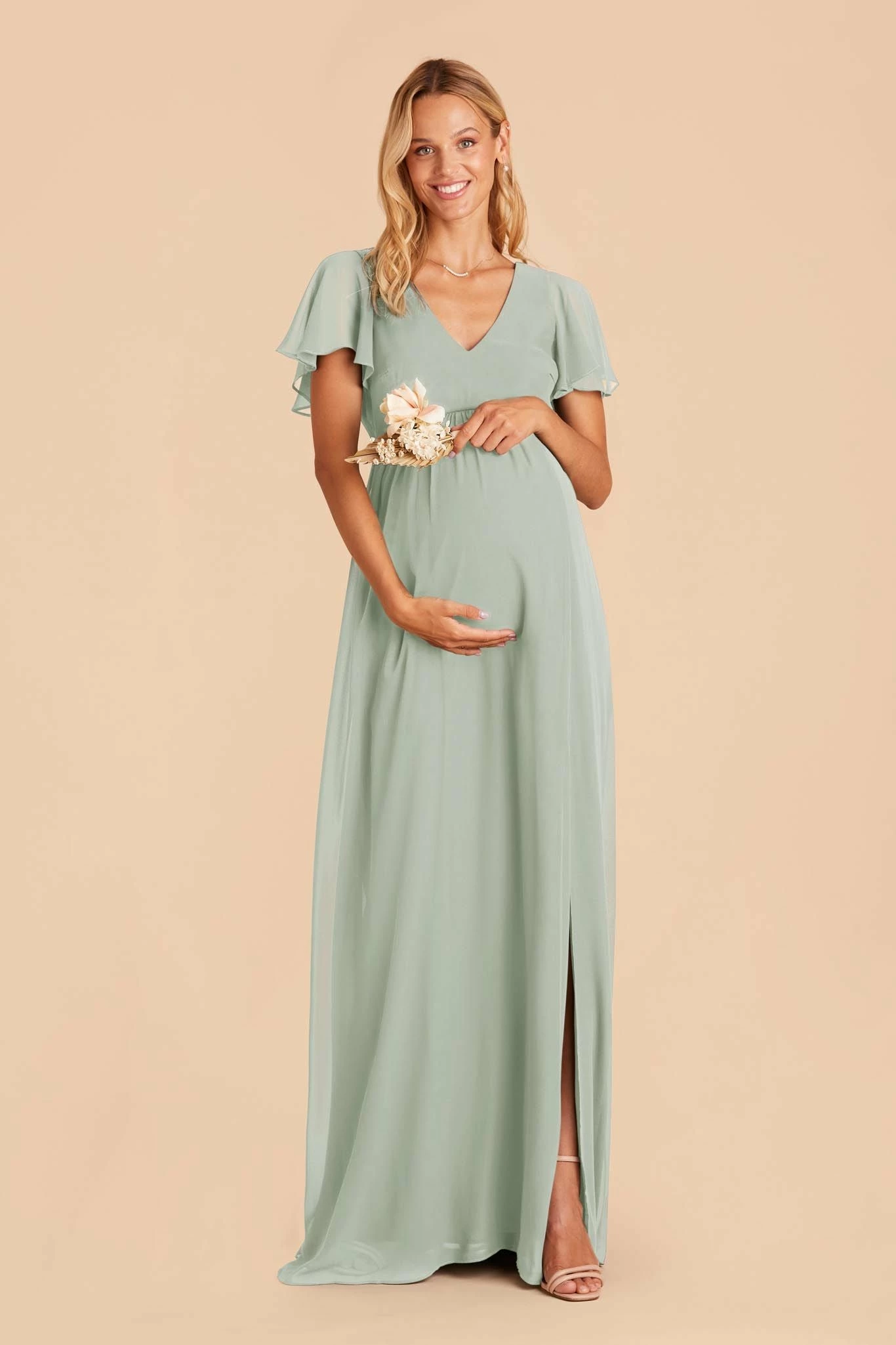 Hannah Empire Dress - Sage 2 Hannah Empire Dress - Sage - Image 2