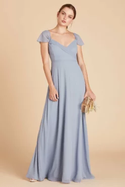 Spence Convertible Dress - Dusty Blue -US Skirt Sales 2024 Spence DustyBlue Front Sleeves