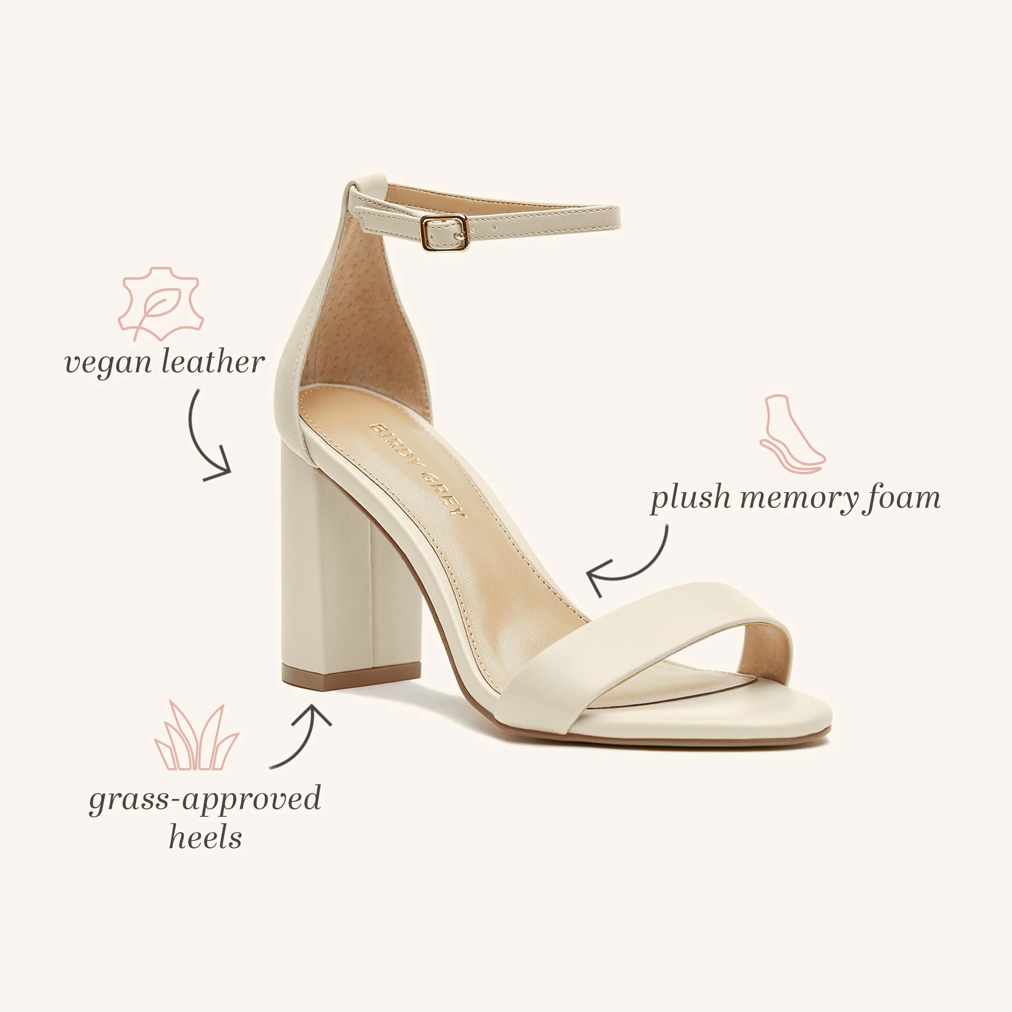 Mary High Chunky Heel - Almond 2 Mary High Chunky Heel - Almond - Image 2