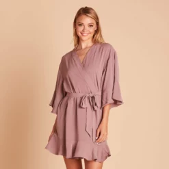 Kenny Ruffle Robe - Dark Mauve