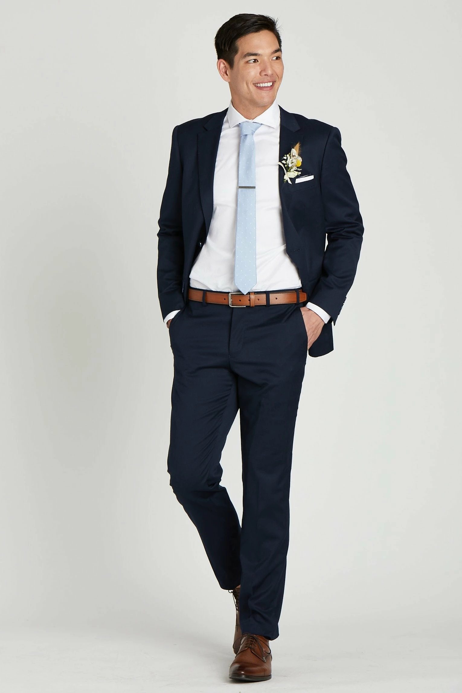 Simon Necktie - Dusty Blue Dot 3 Simon Necktie - Dusty Blue Dot - Image 3