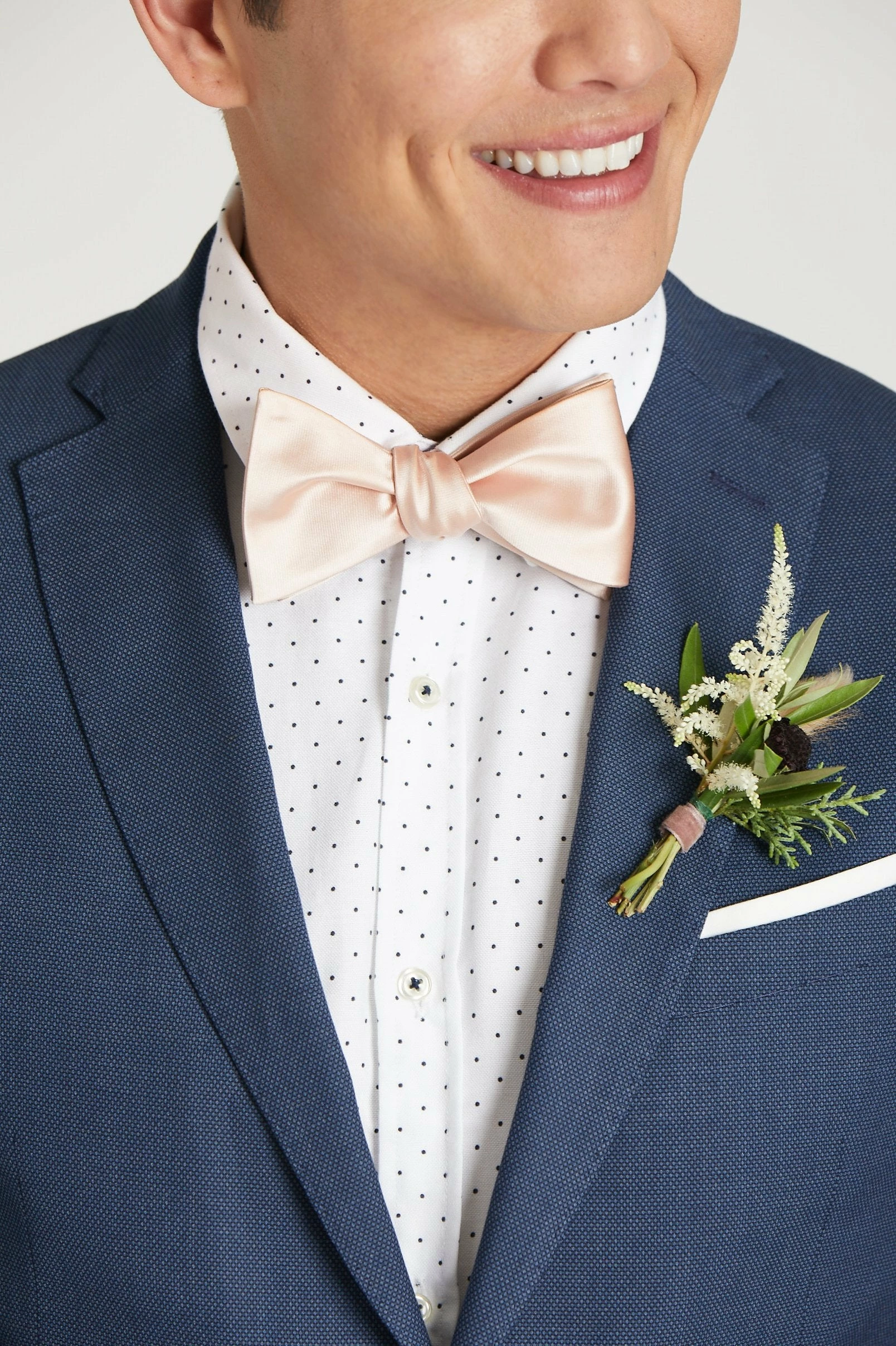 Daniel Bow Tie - Pale Blush Sateen 1 Daniel Bow Tie - Pale Blush Sateen