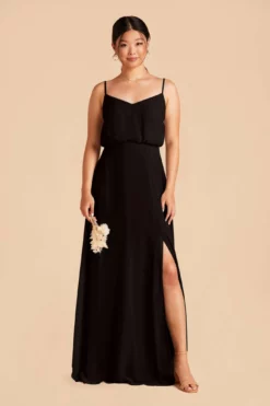 Gwennie Dress - Black -US Skirt Sales 2024 black gwennie slit bridesmaid dress 02