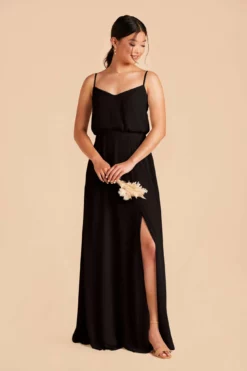 Gwennie Dress - Black -US Skirt Sales 2024 black gwennie slit bridesmaid dress 03