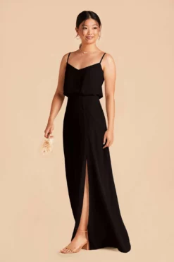 Gwennie Dress - Black -US Skirt Sales 2024 black gwennie slit bridesmaid dress 04