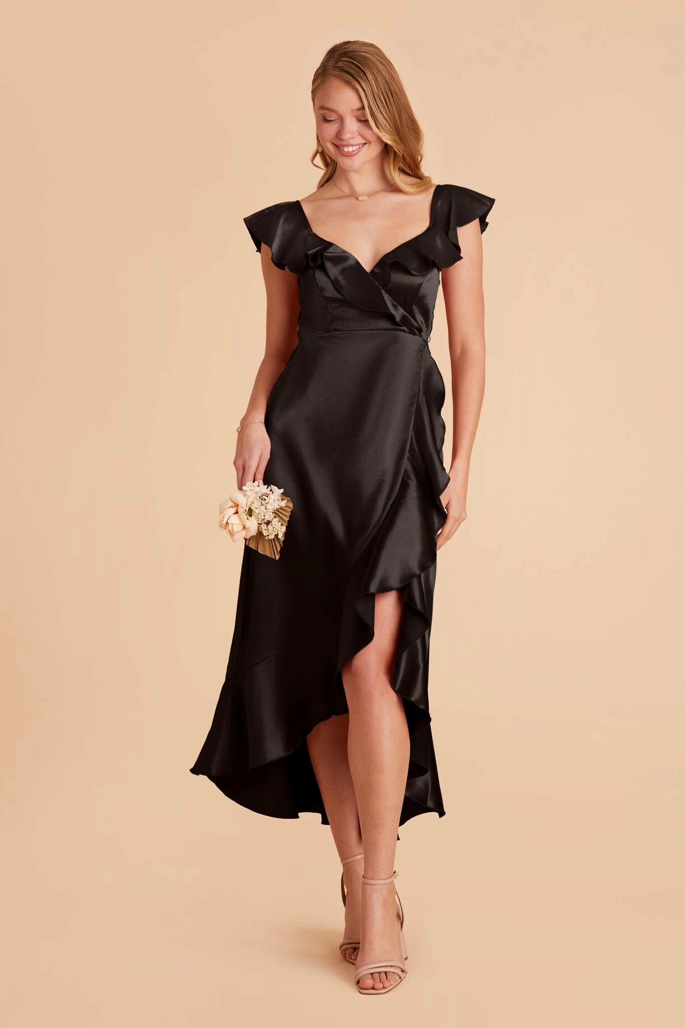 James Shiny Satin Midi Dress - Black 4 James Shiny Satin Midi Dress - Black - Image 4