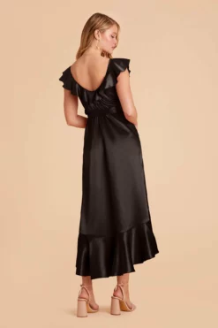 James Shiny Satin Midi Dress - Black 12 James Shiny Satin Midi Dress - Black -US Skirt Sales 2024 black james satin bridesmaid dress 04