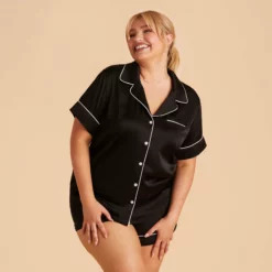Jonny Satin Short Sleeve Pajama Top - Black 33 Jonny Satin Short Sleeve Pajama Top - Black -US Skirt Sales 2024 black jonny plus size satin short sleeve top bridesmaid pajamas 03 c9cae708 7de5 4fee 964a fbc3f41f3b4a