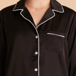 Jonny Long Sleeves And Pants Satin PJ Set - Black 31 Jonny Long Sleeves And Pants Satin PJ Set - Black -US Skirt Sales 2024 black jonny satin long sleeve top bridesmaid pajamas TMS LIVE PREVIEW