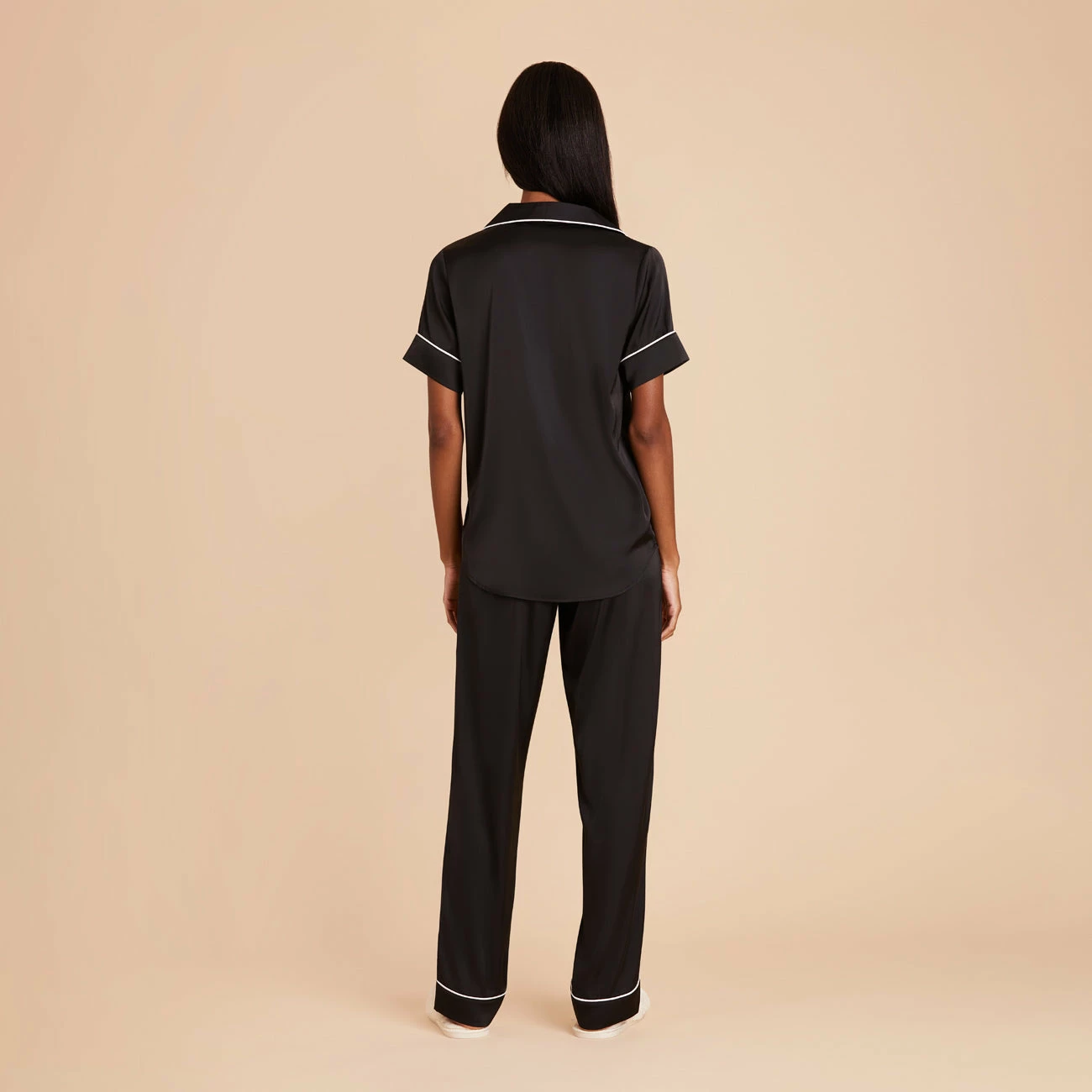 Jonny Satin Short Sleeve And Pant Set - Black 9 Jonny Satin Short Sleeve And Pant Set - Black - Image 9