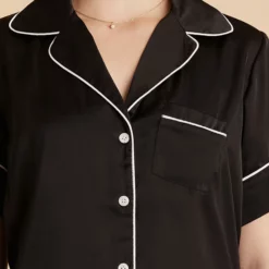 Jonny Satin Short Sleeve Pajama Top - Black 28 Jonny Satin Short Sleeve Pajama Top - Black -US Skirt Sales 2024 black jonny satin short sleeve top bridesmaid pajamas TMS LIVE PREVIEW 1