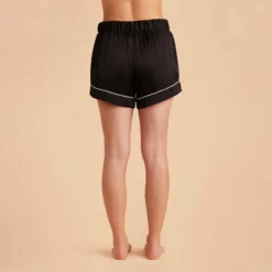 Jonny Satin Pajama Shorts - Black -US Skirt Sales 2024 black jonny satin shorts bridesmaid pajamas 02