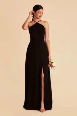 Juliet Chiffon Dress - Black -US Skirt Sales 2024 black juliet slit bridesmaid dress 01