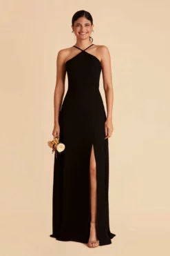 Juliet Chiffon Dress - Black -US Skirt Sales 2024 black juliet slit bridesmaid dress 03