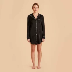 Kamryn Satin Sleepshirt - Black