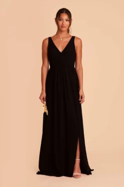 Laurie Empire Dress - Black -US Skirt Sales 2024 black laurie slit bridesmaid dress 01