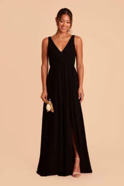 Laurie Empire Dress - Black -US Skirt Sales 2024 black laurie slit bridesmaid dress 02
