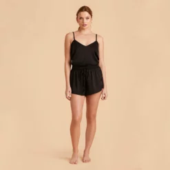 Olivia Cami And Shorts Set - Black -US Skirt Sales 2024 black olivia satin cami full body bridesmaid pajamas 01 b57fc7ef 9d3b 448d 9e27 ae3866e899b5