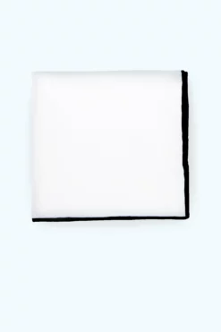 Jason Shoestring Piped Pocket Square - Black