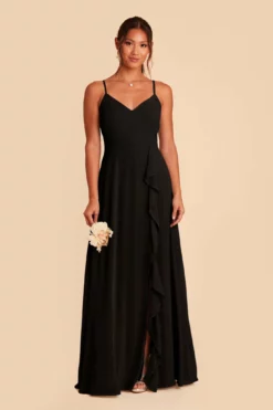 Theresa Chiffon Dress - Black -US Skirt Sales 2024 black theresa convertible slit bridesmaid dress 01