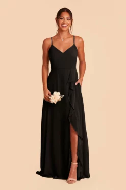 Theresa Chiffon Dress - Black -US Skirt Sales 2024 black theresa convertible slit bridesmaid dress 03