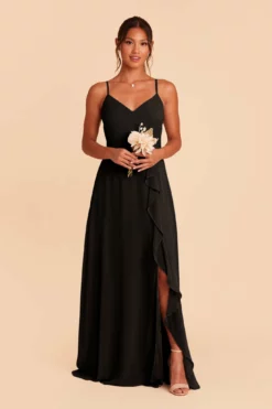 Theresa Chiffon Dress - Black -US Skirt Sales 2024 black theresa convertible slit bridesmaid dress 04