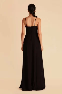 Winnie Convertible Chiffon Dress - Black -US Skirt Sales 2024 black winnie convertible slit bridesmaid dress 01