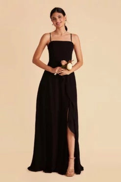 Winnie Convertible Chiffon Dress - Black -US Skirt Sales 2024 black winnie convertible slit bridesmaid dress 03