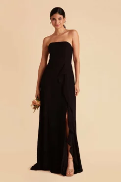 Winnie Convertible Chiffon Dress - Black -US Skirt Sales 2024 black winnie convertible slit bridesmaid dress 05