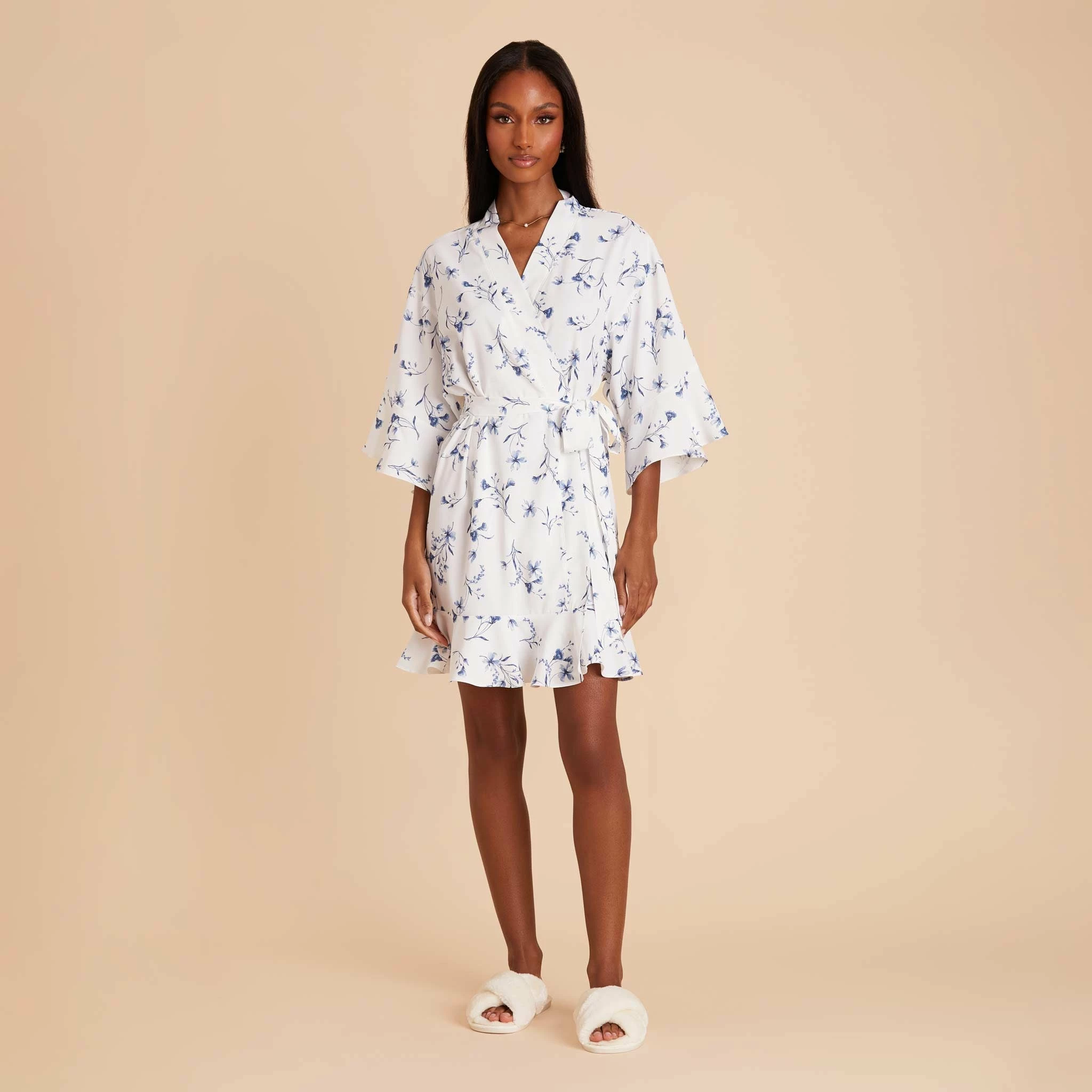 Kenny Floral Ruffle Robe - Blue Le Fleur 3 Kenny Floral Ruffle Robe - Blue Le Fleur - Image 3