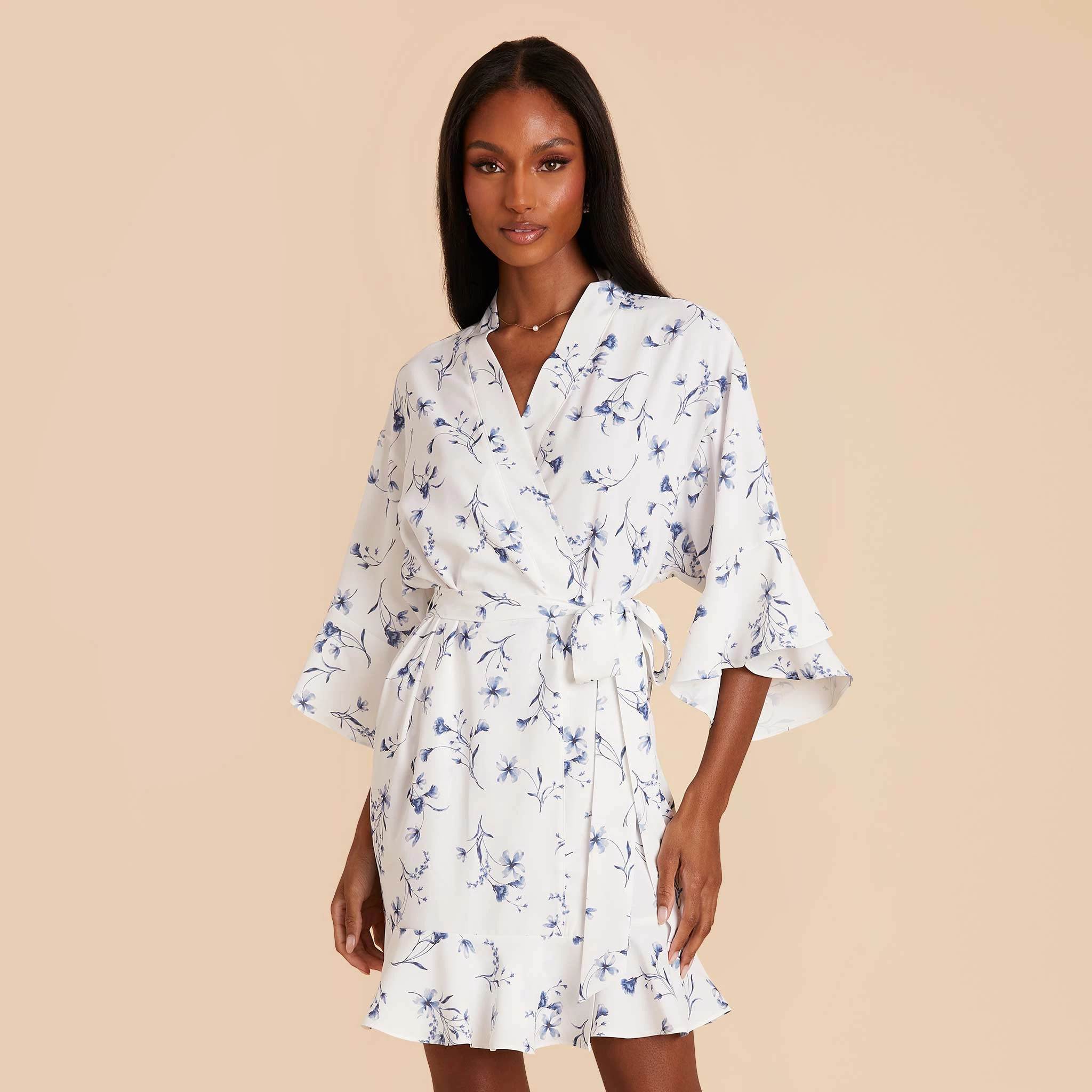 Kenny Floral Ruffle Robe - Blue Le Fleur 4 Kenny Floral Ruffle Robe - Blue Le Fleur - Image 4