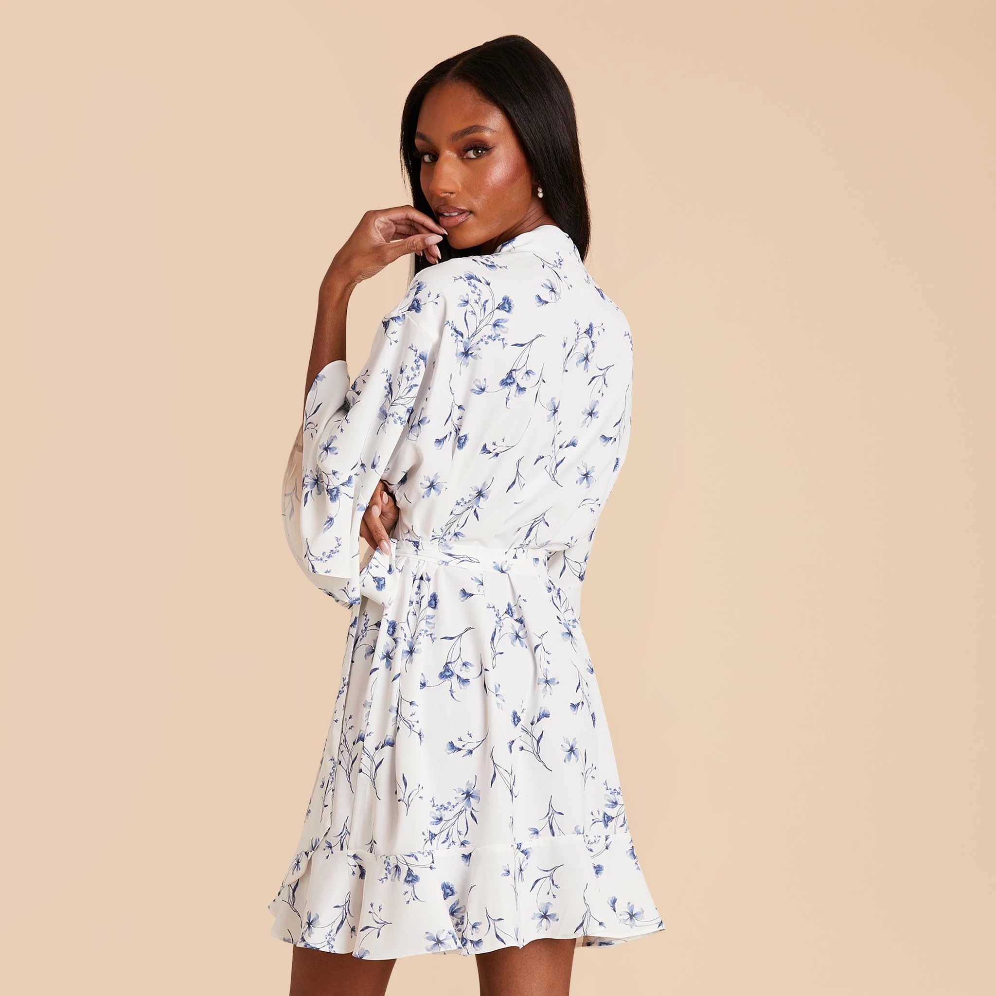 Kenny Floral Ruffle Robe - Blue Le Fleur 2 Kenny Floral Ruffle Robe - Blue Le Fleur - Image 2