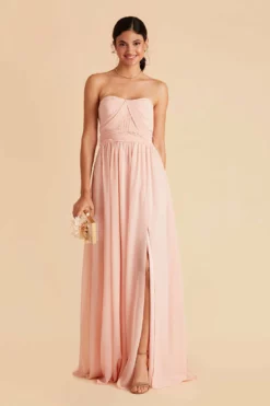 Grace Convertible Dress - Blush Pink -US Skirt Sales 2024 blush pink convertible slit bridesmaid dress 03