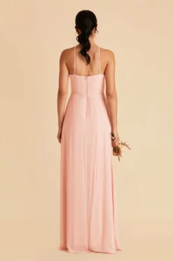 Juliet Chiffon Dress - Blush Pink -US Skirt Sales 2024 blush pink juliet slit bridesmaid dress 04
