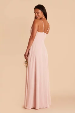 Theresa Chiffon Dress - Blush Pink -US Skirt Sales 2024 blush pink theresa convertible slit bridesmaid dress 03