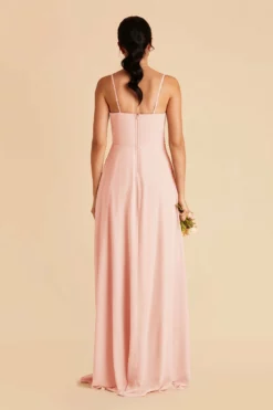 Winnie Convertible Chiffon Dress - Blush Pink -US Skirt Sales 2024 blush pink winnie convertible slit bridesmaid dress 01