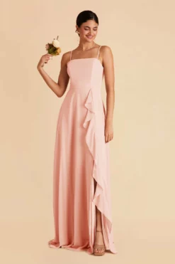Winnie Convertible Chiffon Dress - Blush Pink -US Skirt Sales 2024 blush pink winnie convertible slit bridesmaid dress 03