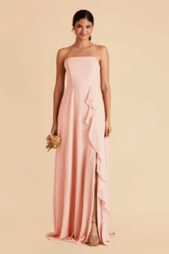 Winnie Convertible Chiffon Dress - Blush Pink -US Skirt Sales 2024 blush pink winnie convertible slit bridesmaid dress 04