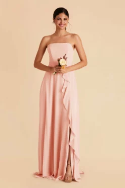Winnie Convertible Chiffon Dress - Blush Pink -US Skirt Sales 2024 blush pink winnie convertible slit bridesmaid dress 05