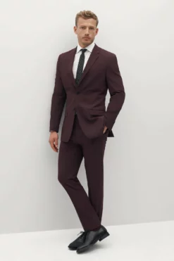 Burgundy Groomsman Suit By SuitShop