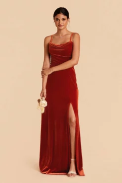 Ash Velvet Dress - Burnt Orange