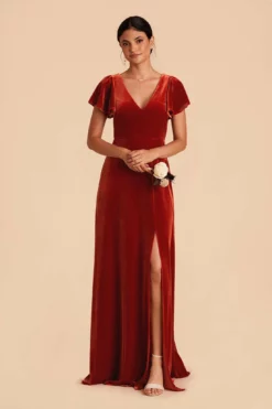 Hannah Velvet Dress - Burnt Orange -US Skirt Sales 2024 burnt orange hannah convertible bridesmaid dress 03