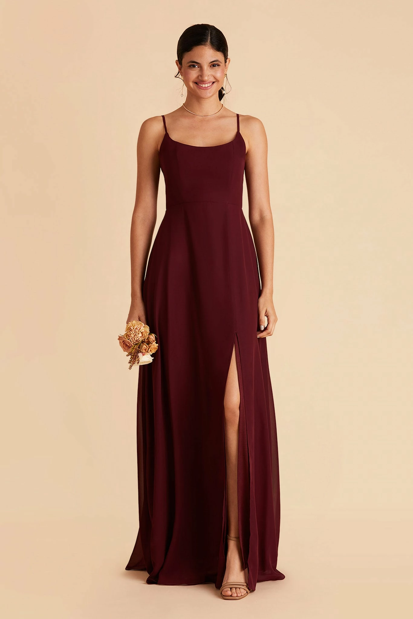 Amy Chiffon Dress - Cabernet 1 Amy Chiffon Dress - Cabernet