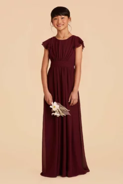 Celine Junior Dress - Cabernet -US Skirt Sales 2024 cabernet celine junior bridesmaid dress 01