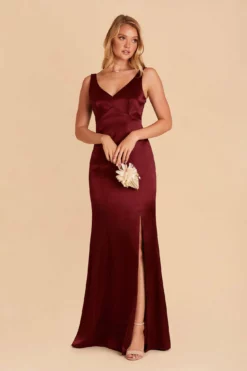 Gloria Shiny Satin Dress - Cabernet -US Skirt Sales 2024 cabernet gloria satin bridesmaid dress 02