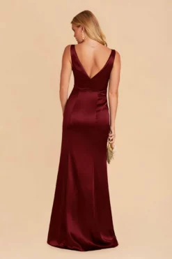 Gloria Shiny Satin Dress - Cabernet -US Skirt Sales 2024 cabernet gloria satin bridesmaid dress 04