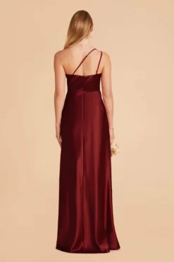 Kensie Shiny Satin Dress - Cabernet -US Skirt Sales 2024 cabernet kensie satin bridesmaid dress 01